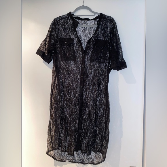 Black lace Club Monaco slip dress - sz 12 - Picture 1 of 4
